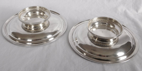 Pair of Louis XVI Style Presentation Plates, Sterling Silver, Minerve Marked