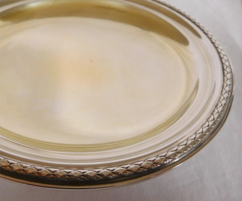 Pair of Louis XVI Style Presentation Plates, Sterling Silver, Minerve Marked