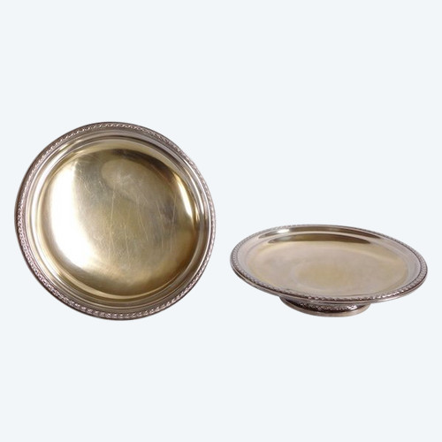 Pair of Louis XVI Style Presentation Plates, Sterling Silver, Minerve Marked