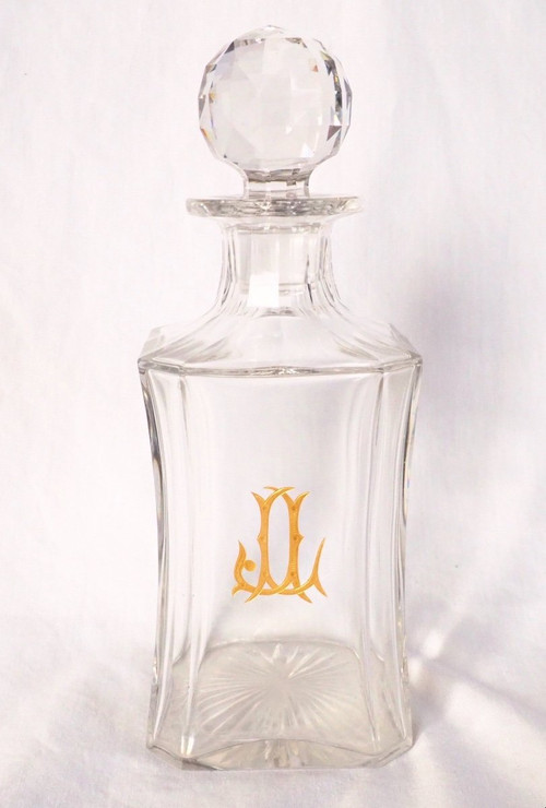 Grande Carafe à Cognac / Carafe à Whisky En Cristal De Baccarat, Monogramme JL