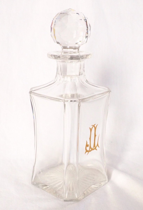 Grande Carafe à Cognac / Carafe à Whisky En Cristal De Baccarat, Monogramme JL