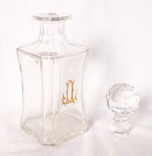 Grande Carafe à Cognac / Carafe à Whisky En Cristal De Baccarat, Monogramme JL