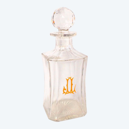 Große Cognac-Karaffe / Whisky-Karaffe aus Baccarat-Kristall, Monogramm JL