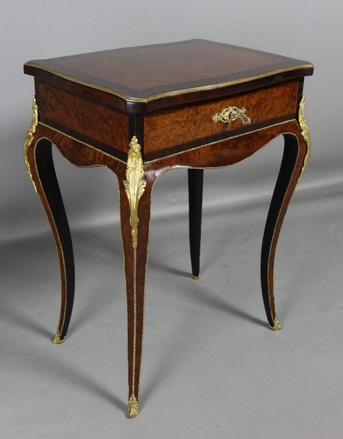 Marquetry table signed TAHAN