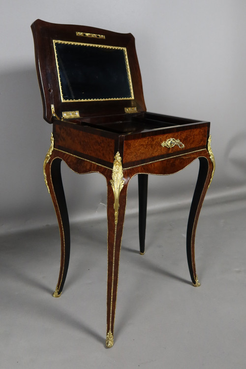 Marquetry table signed TAHAN