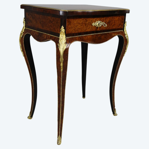 Marquetry table signed TAHAN