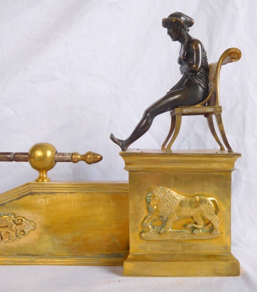 Empire period Etruscan gilded bronze mantel bar in the Claude Galle taste