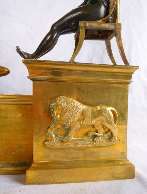 Empire period Etruscan gilded bronze mantel bar in the Claude Galle taste