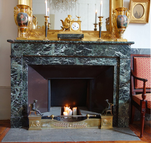 Empire period Etruscan gilded bronze mantel bar in the Claude Galle taste