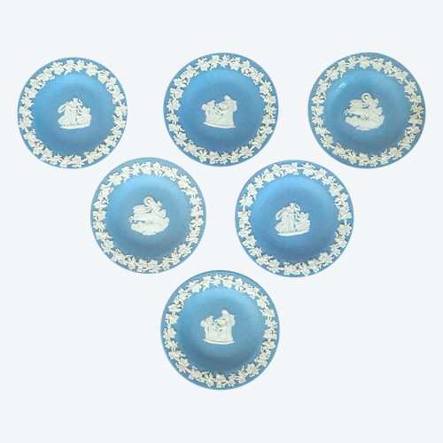 Wedgwood : Série De 6 Assiettes à Pain En Biscuit De Porcelaine