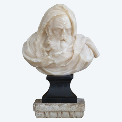 Allegorical statue in carved alabaster representing winter.