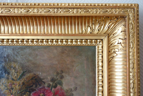 Großes Ölgemälde, Blumenbild von Clément Gontier, um 1900 - 96,5cm X 77cm