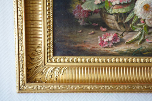 Großes Ölgemälde, Blumenbild von Clément Gontier, um 1900 - 96,5cm X 77cm