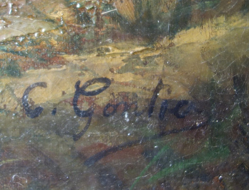 Großes Ölgemälde, Blumenbild von Clément Gontier, um 1900 - 96,5cm X 77cm