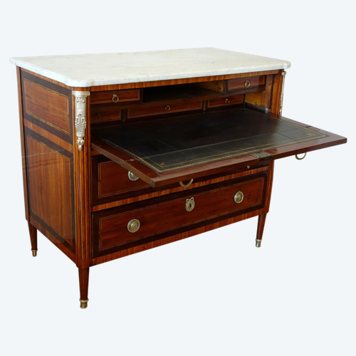 Transition Louis XVI period commode secretary In marquetry, Parisian work Circa 1775-80