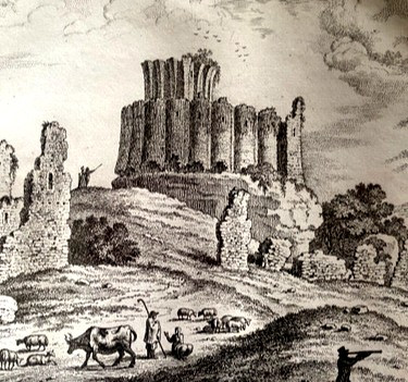 Paire de gravures sur acier encadrées baguette dorée de la France romantique 1ère et 2ème vue de Château Gaillard des Andelys en haute Normandie