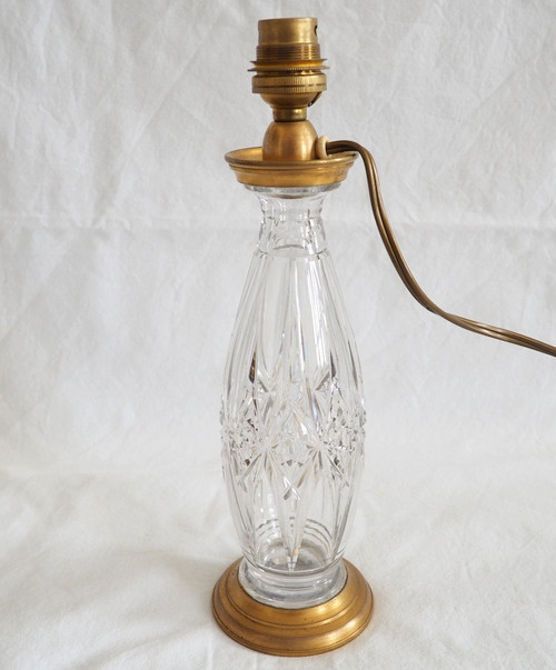 Baccarat – Lampensockel aus Kristall und vergoldeter Bronze – Papieretikett