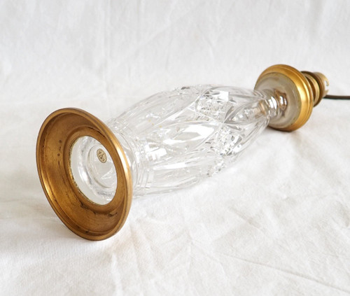 Baccarat – Lampensockel aus Kristall und vergoldeter Bronze – Papieretikett