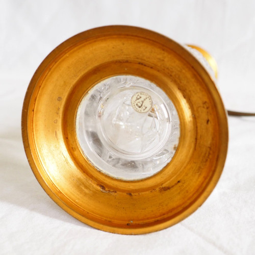 Baccarat – Lampensockel aus Kristall und vergoldeter Bronze – Papieretikett