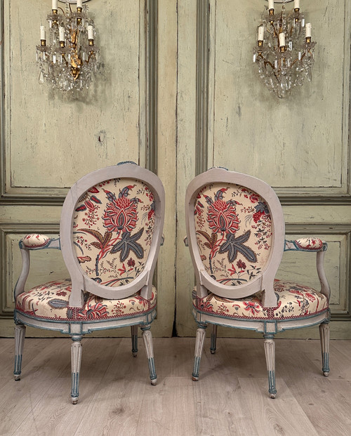 Georges Jacob, Paire De Fauteuils Cabriolet Estampillés d'Epoque Transition Vers 1770
