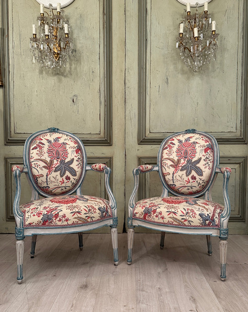 Georges Jacob, Paire De Fauteuils Cabriolet Estampillés d'Epoque Transition Vers 1770