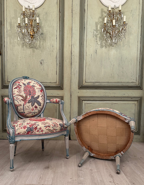 Georges Jacob, Paire De Fauteuils Cabriolet Estampillés d'Epoque Transition Vers 1770