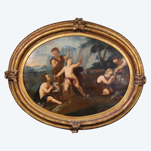 Huile Sur Toile XVIIIème, Putti (104 X 85 Cm)