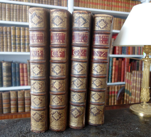 Historisches Wörterbuch von Moreri, 4 Bände in Folio-Ausgabe, von 1707 bis zum schönen Einband – Zeit Ludwigs XIV