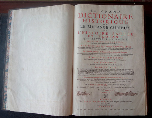 Historisches Wörterbuch von Moreri, 4 Bände in Folio-Ausgabe, von 1707 bis zum schönen Einband – Zeit Ludwigs XIV