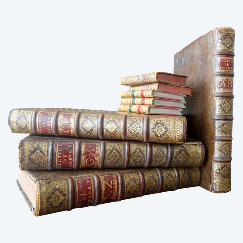 Historisches Wörterbuch von Moreri, 4 Bände in Folio-Ausgabe, von 1707 bis zum schönen Einband – Zeit Ludwigs XIV