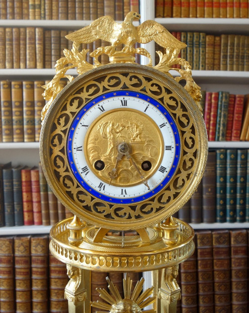 Return from Egypt Clock In Gilt Bronze, Blue Enamel - Consulate Period Circa 1800