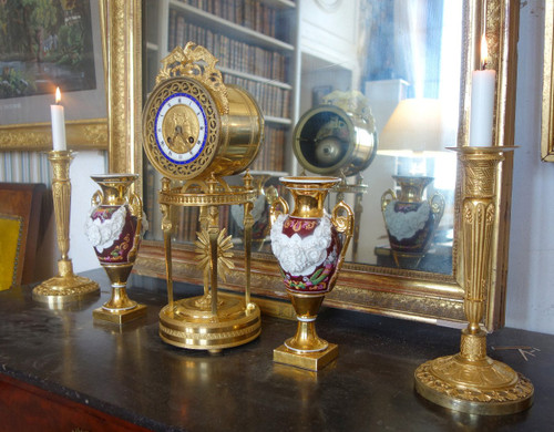 Return from Egypt Clock In Gilt Bronze, Blue Enamel - Consulate Period Circa 1800