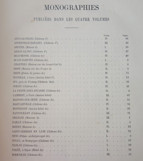 Cl. Sauvageot‎ ‎palais Châteaux Hotels & Häuser in Frankreich vom 15. bis 18. Jahrhundert 4 Bände in Folio