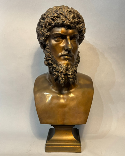 LUCIUS VERUS, busto in bronzo dell'imperatore romano