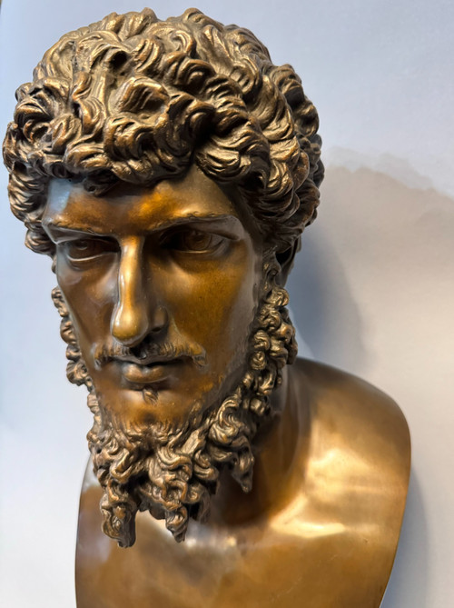 LUCIUS VERUS, busto in bronzo dell'imperatore romano