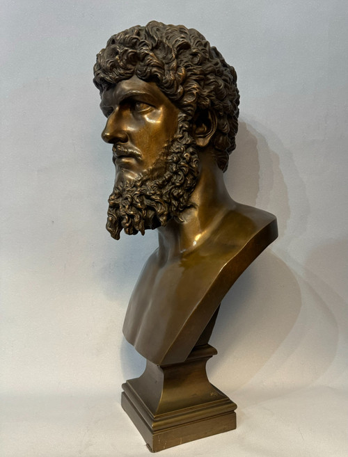 LUCIUS VERUS, busto in bronzo dell'imperatore romano