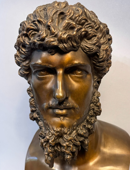 LUCIUS VERUS, busto in bronzo dell'imperatore romano