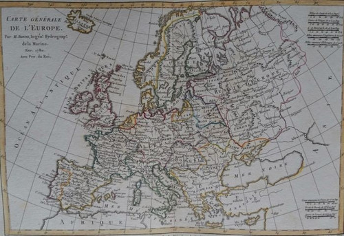 Pair Of Maps Of Europe, 18th Century, Cartographer R. Bonne