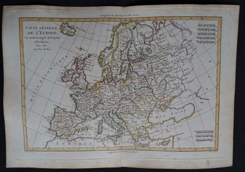 Pair Of Maps Of Europe, 18th Century, Cartographer R. Bonne