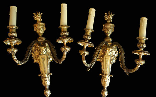 Paire d'Appliques 1er Empire, Bronze Doré