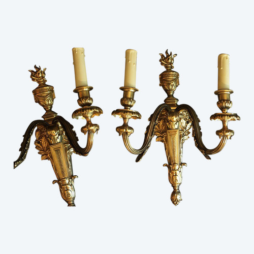 Paire d'Appliques 1er Empire, Bronze Doré