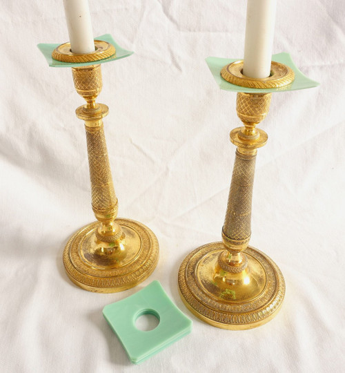 Série De 6 Bobêches De Bougeoirs Ou De Lustre En Cristal Rouge - 19e Siècle