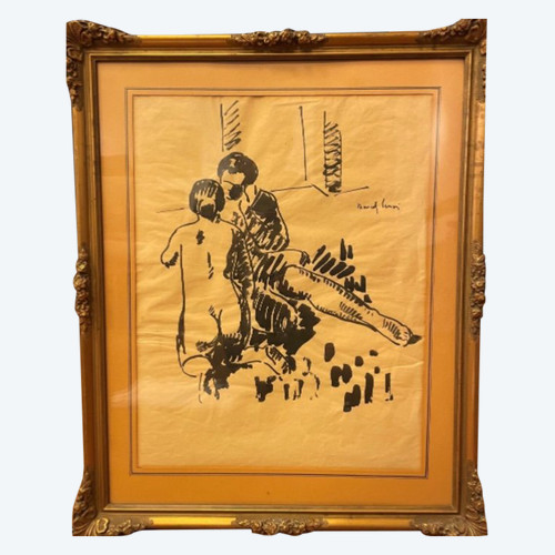 Marcel-Lenoir (1872-1931), Couple, India ink signed