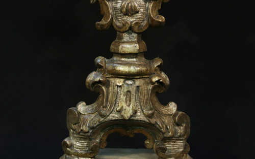 Candelabra Louis XIV Bois Doré Argenté, 17th century (73 Cm)