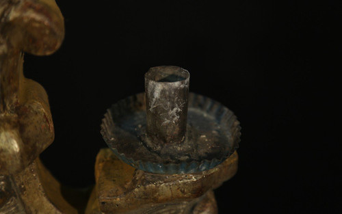 Candelabra Louis XIV Bois Doré Argenté, 17th century (73 Cm)