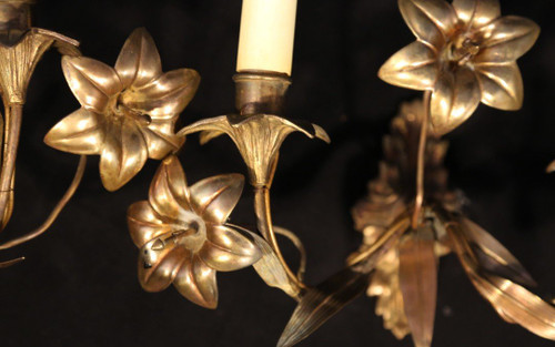 Pair of gold-plated electrified wall lights