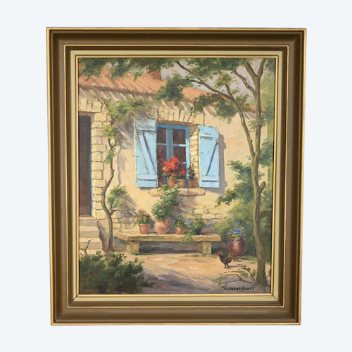 Tableau « Maison Fleurie à la Blanche », signé F.Sichet – 2ème partie XXe