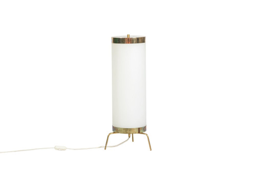 Lamp in white opaline and gilded brass, 1970s