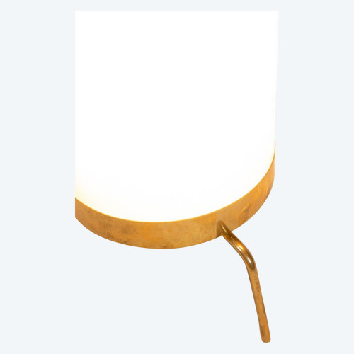 Lamp in white opaline and gilded brass, 1970s