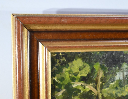 Peinture à l’Huile sur Bois, signée M.Cauvet – 1958
